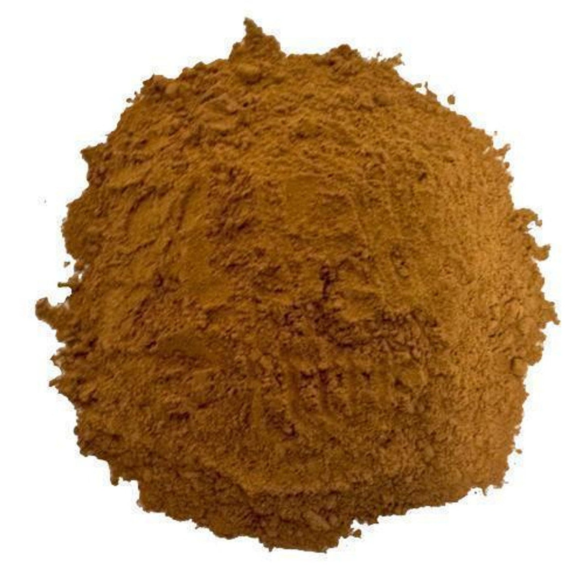 Pile of organic ground Ceylon cinnamon on a white background