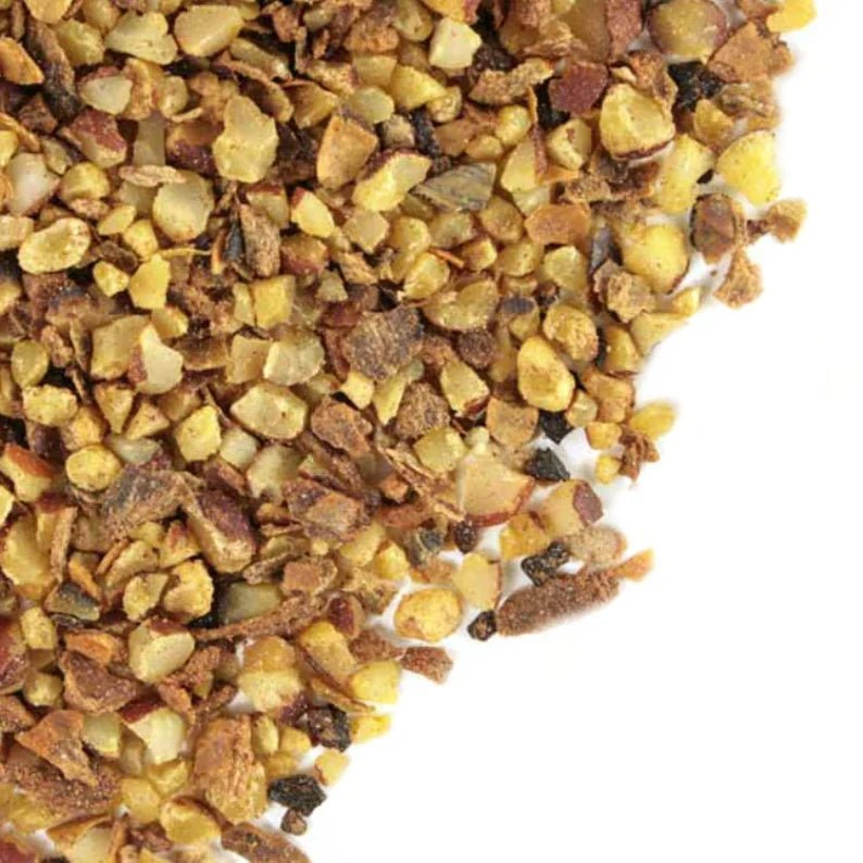 Close-up of organic chopped dried saw palmetto berries